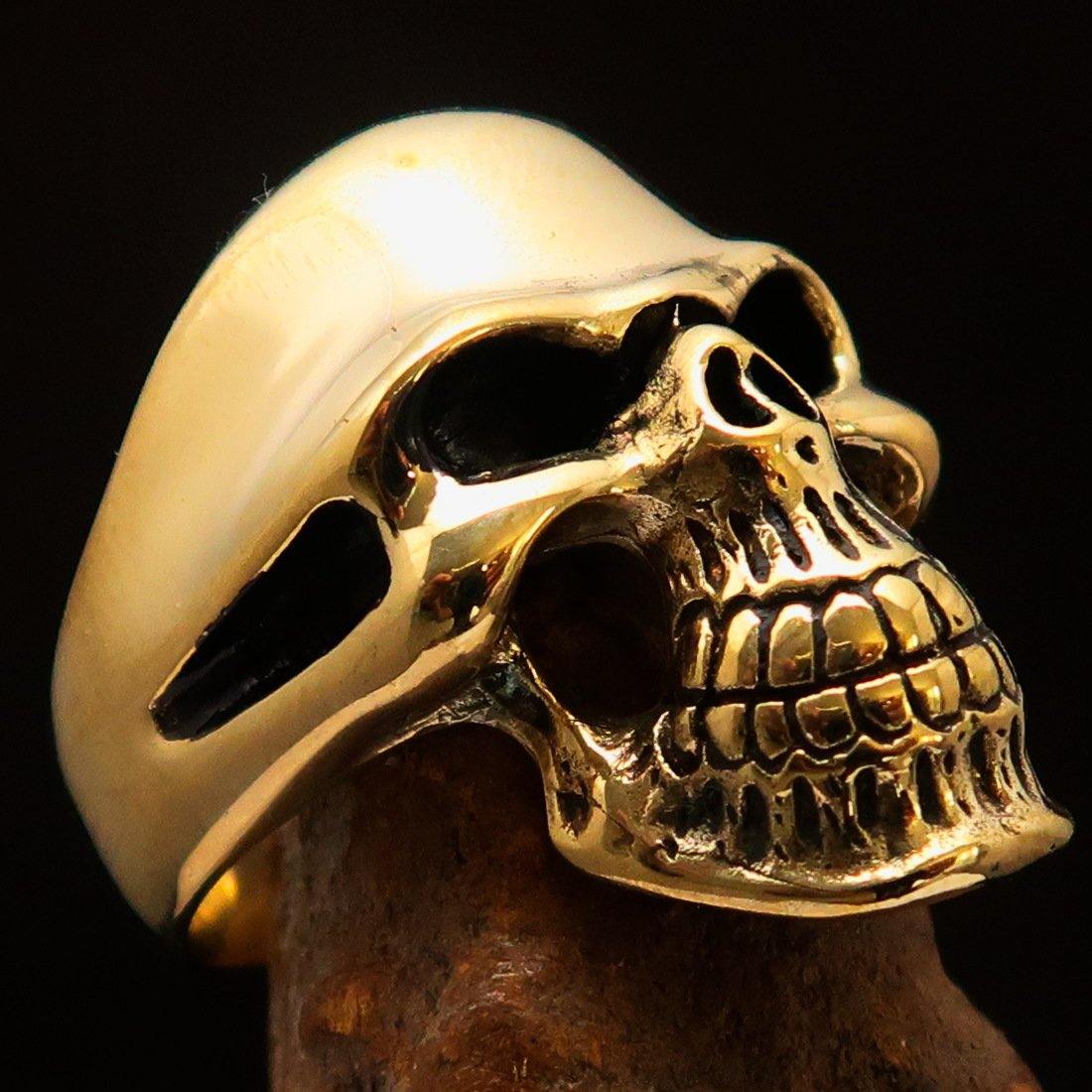 Men's Biker Phantom Skull Ring made of solid brass, featuring a high polished and antiqued finish with a striking skull design.