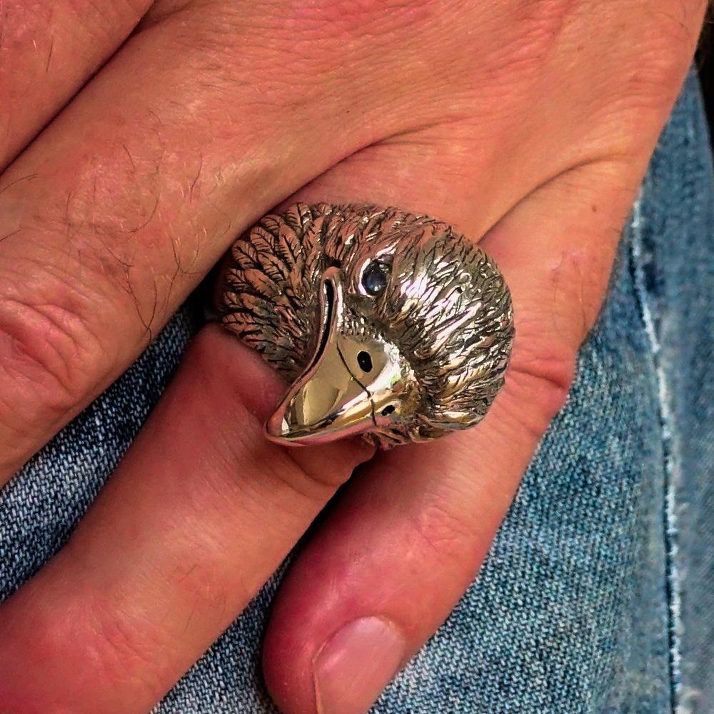 Men's Biker Ring featuring a detailed Eagle Head design with white CZ eyes, crafted from solid Sterling Silver with a polished finish.