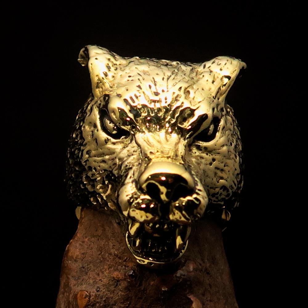 Excellent Crafted Men's Biker Werewolf Ring made of solid brass with intricate design and polished finishes.