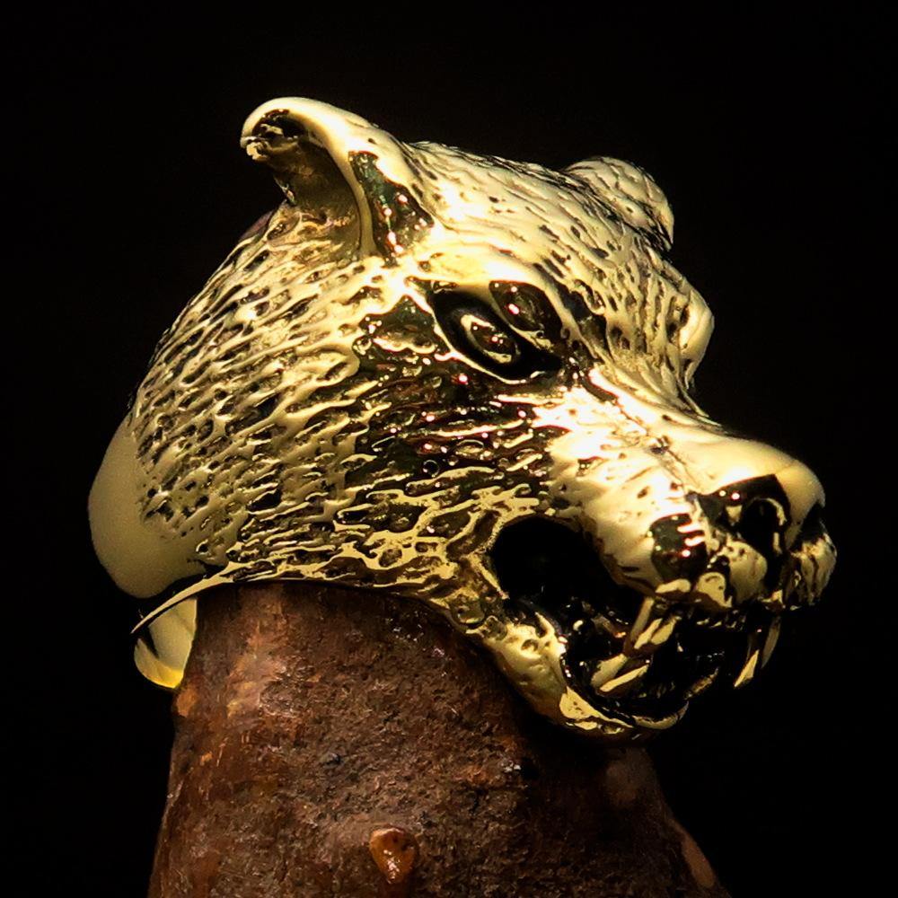 Excellent Crafted Men's Biker Werewolf Ring made of solid brass with intricate design and polished finishes.