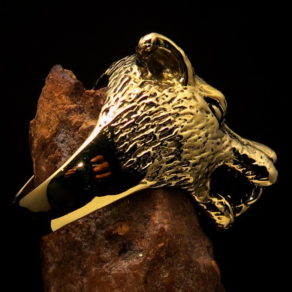 Excellent Crafted Men's Biker Werewolf Ring made of solid brass with intricate design and polished finishes.