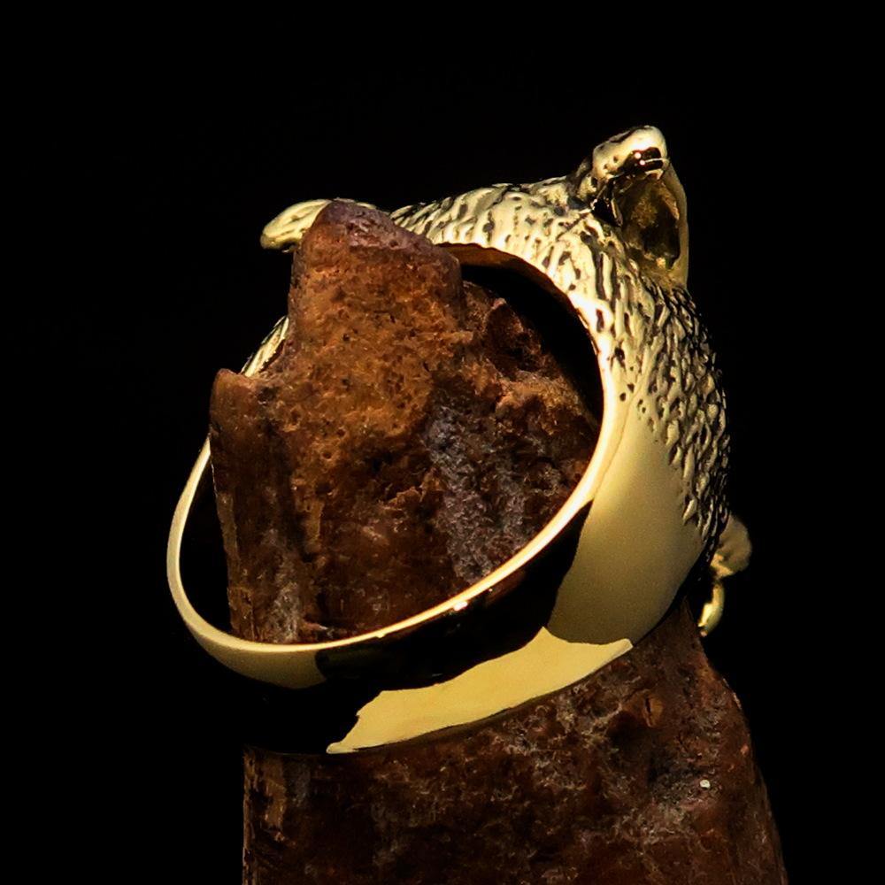 Excellent Crafted Men's Biker Werewolf Ring made of solid brass with intricate design and polished finishes.