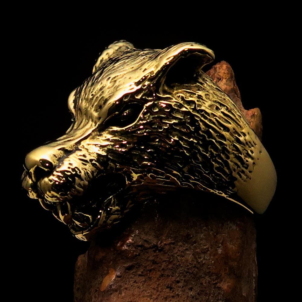 Excellent Crafted Men's Biker Werewolf Ring made of solid brass with intricate design and polished finishes.