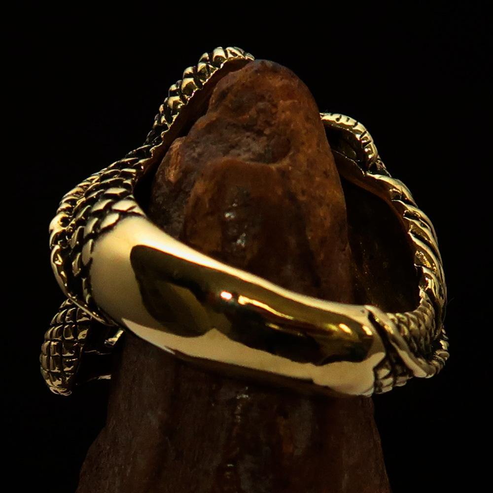 Men's Dragon Ring made of solid brass with intricate dragon design and antique finish.