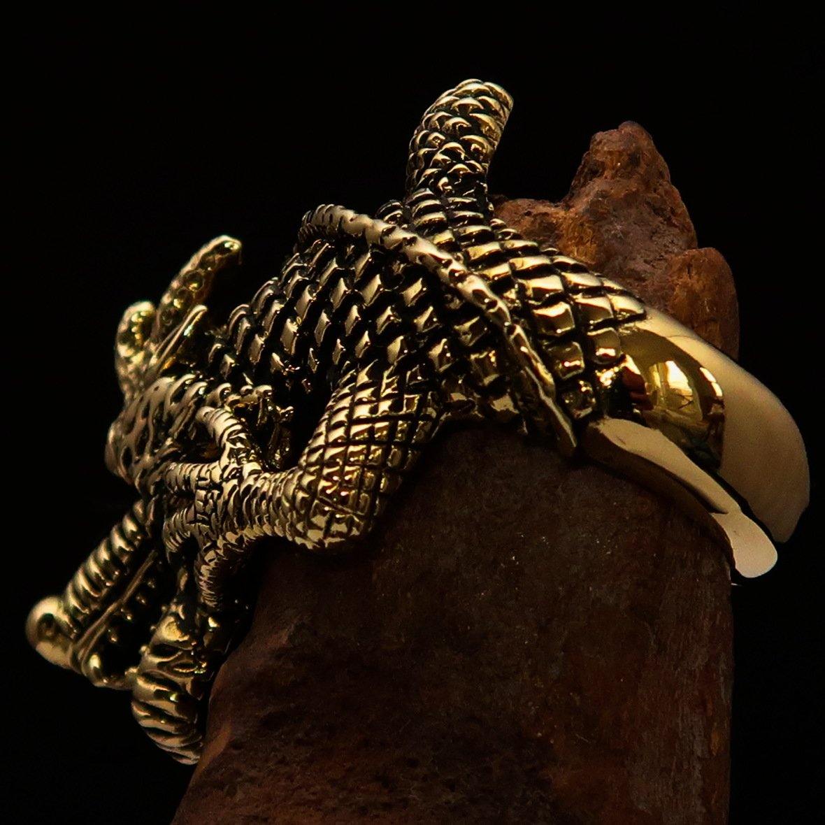 Men's Dragon Ring made of solid brass with intricate dragon design and antique finish.