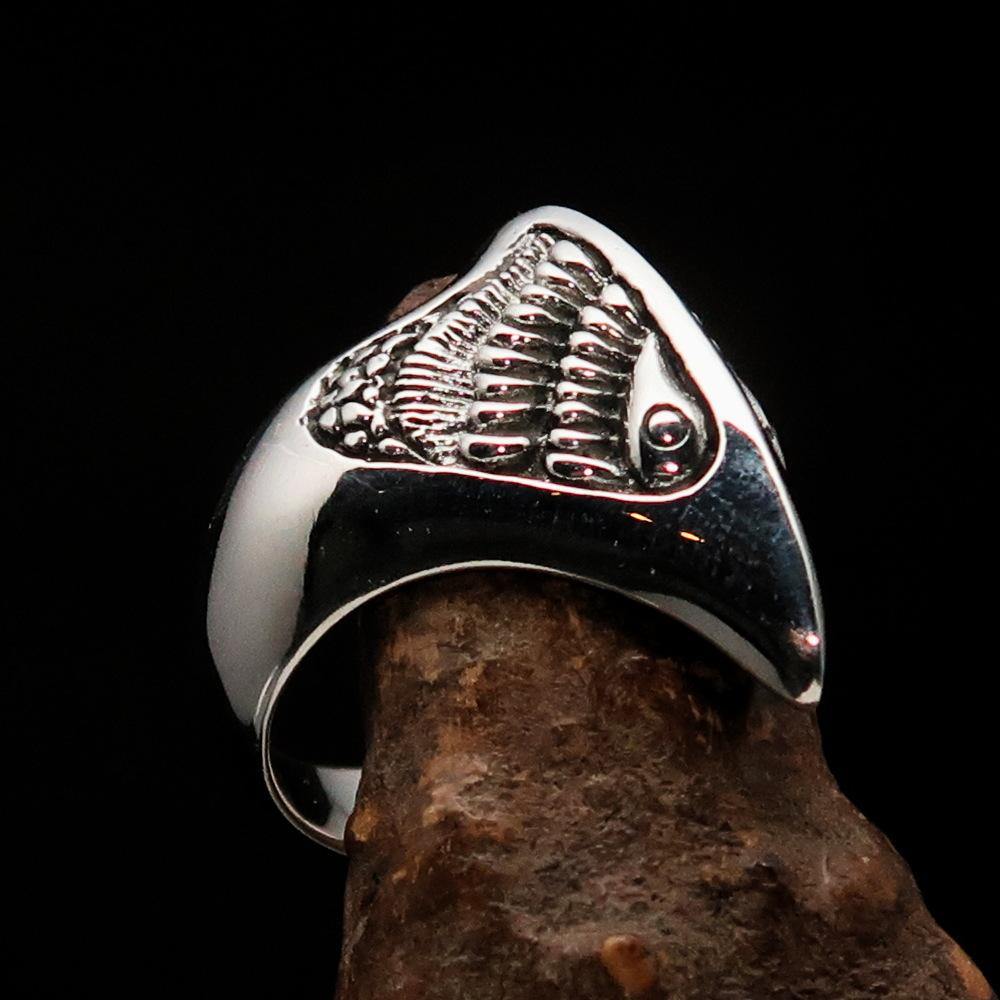 Men's Firebird Ring made of Sterling Silver featuring an ancient Phoenix design, polished and antiqued finish.