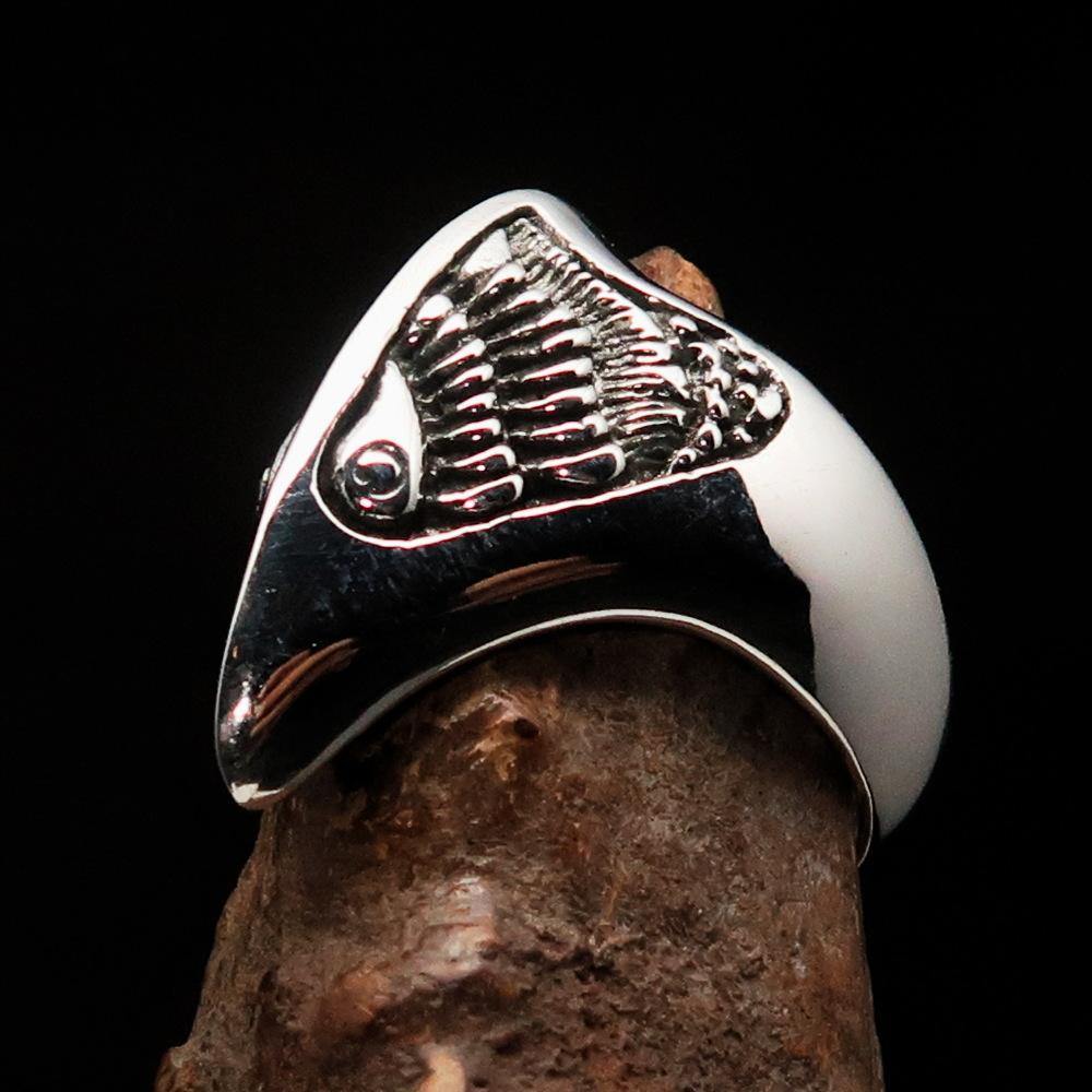 Men's Firebird Ring made of Sterling Silver featuring an ancient Phoenix design, polished and antiqued finish.