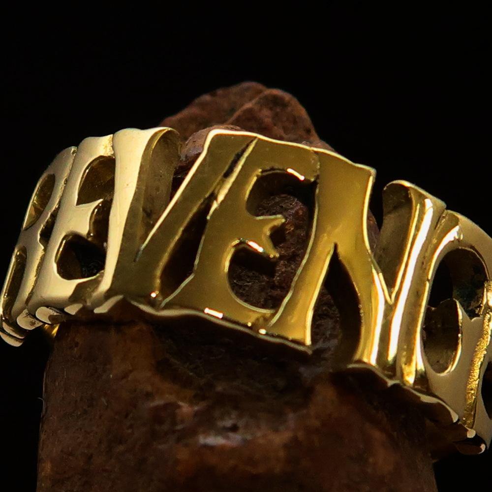 Excellent Crafted Men's Revenge Ring made of solid brass with a mirror polished finish, showcasing its elegant design.