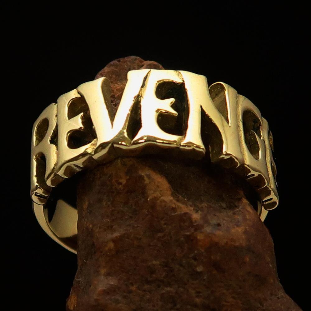 Excellent Crafted Men's Revenge Ring made of solid brass with a mirror polished finish, showcasing its elegant design.