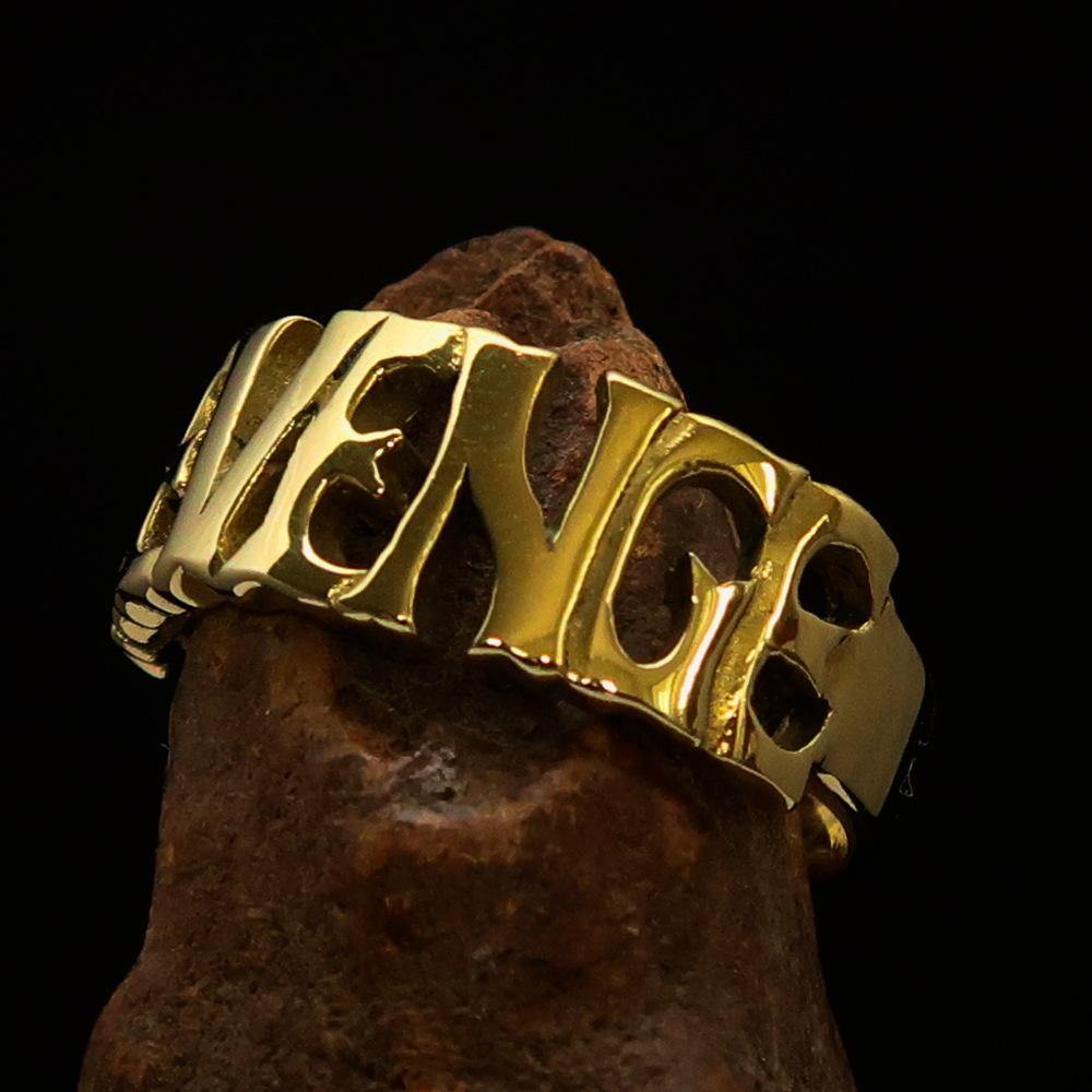 Excellent Crafted Men's Revenge Ring made of solid brass with a mirror polished finish, showcasing its elegant design.