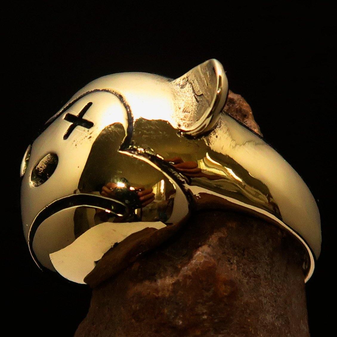 Men's Teddy Bear Costume Ring made of solid brass, featuring intricate teddy bear design with antiqued and polished finishes.