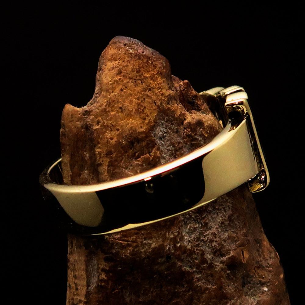 A high-polished solid brass One Word HERO Ring, showcasing its elegant design and 10 mm width.