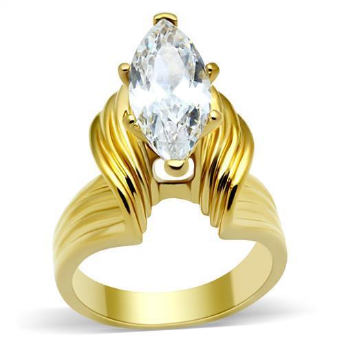 GL088 IP Gold Brass Ring featuring AAA Grade CZ stone, showcasing its elegant design and luxurious finish.