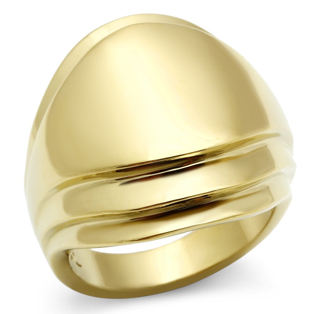 GL286 IP Gold Brass Ring with a sleek design, showcasing its luxurious ion plating finish and lightweight structure.