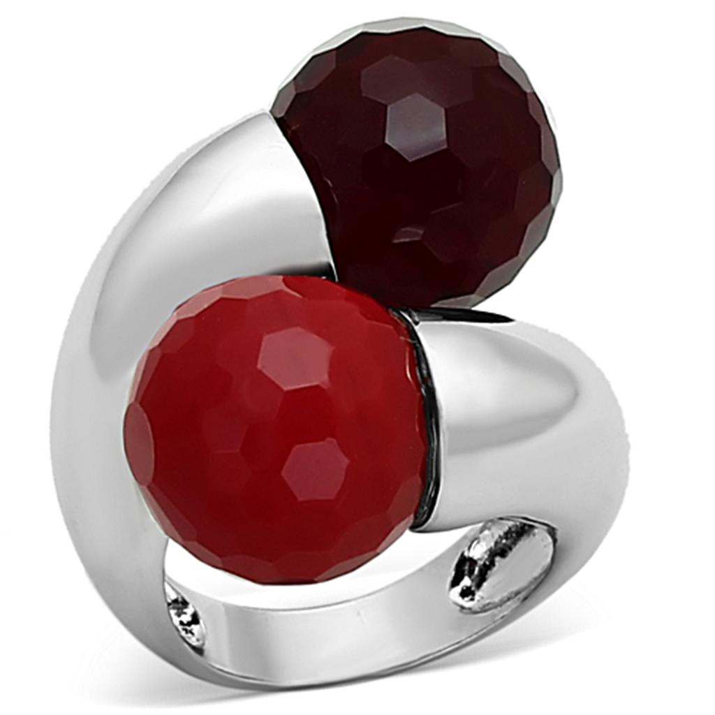 LOA903 Rhodium Brass Ring featuring vibrant multi-color synthetic stones, elegantly designed for stylish wear.