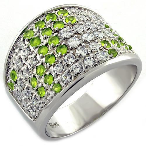 LOAS1007 Rhodium 925 Sterling Silver Ring featuring multi-color AAA grade CZ stones, showcasing elegant design and high-quality craftsmanship.