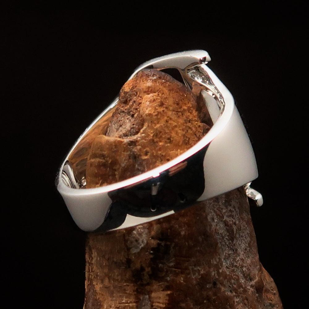 Men's Greek upper case Capital Letter Initial Ring Beta made of high polished sterling silver, showcasing the Greek letter Beta.