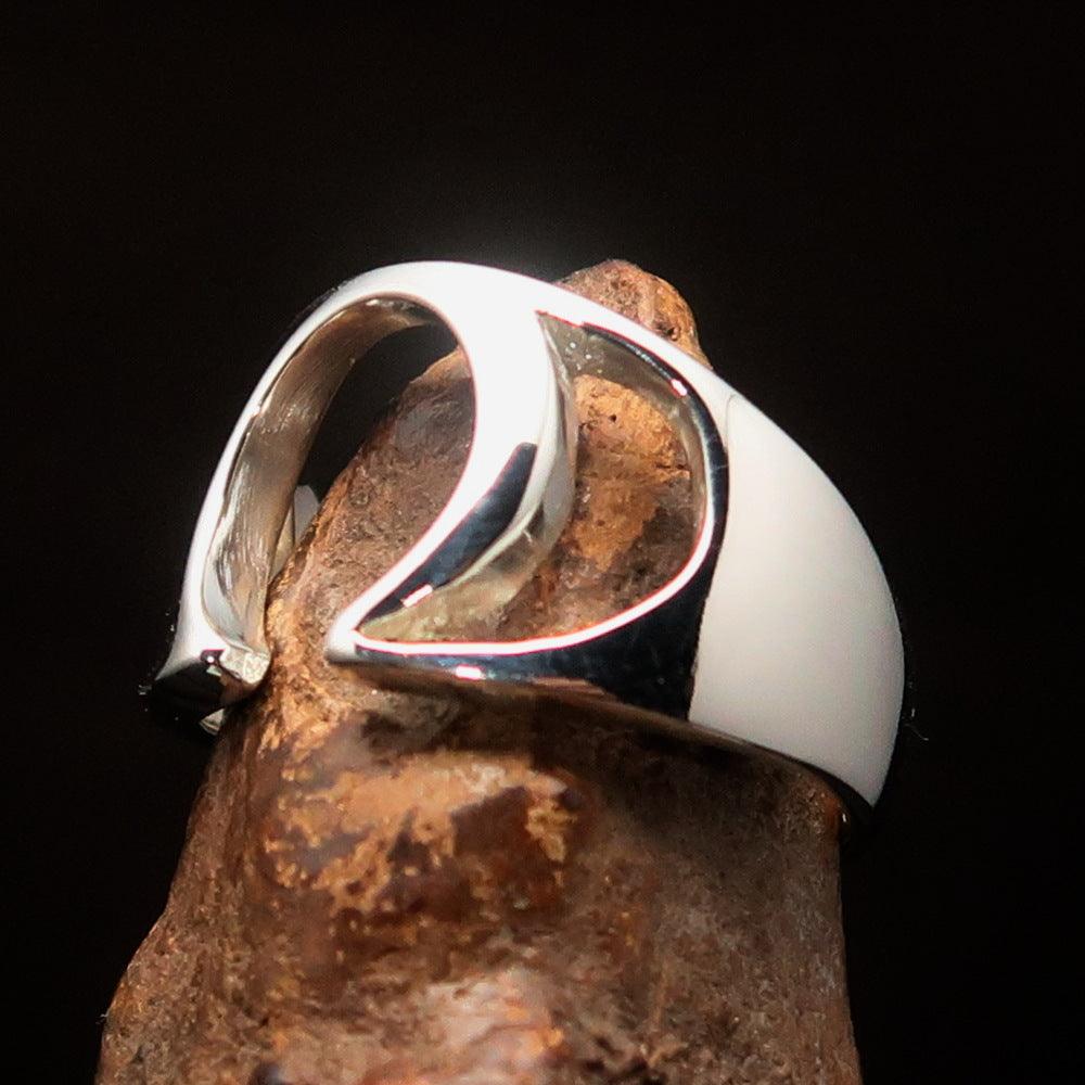 Men's Greek Initial Ring Omega in high polished sterling silver, featuring a capital letter Omega design.