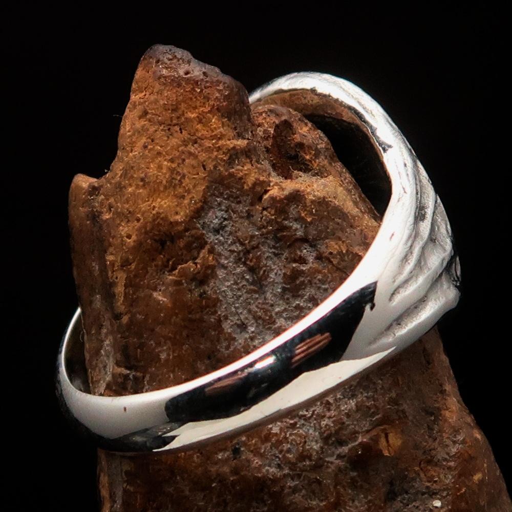 Men's sterling silver ring featuring Greek Goddess Athena design, high polished finish, and hallmarked 925 for authenticity.