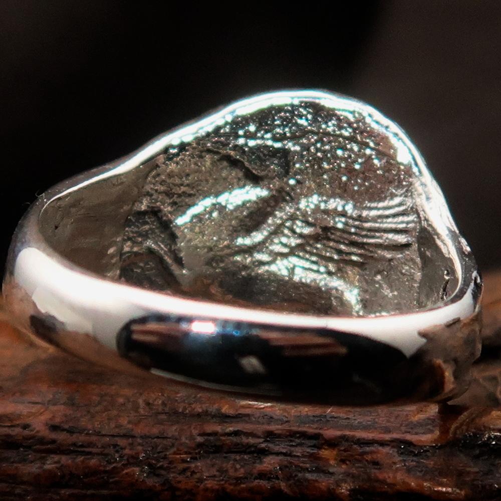 Men's sterling silver ring featuring Greek Goddess Athena design, high polished finish, and hallmarked 925 for authenticity.