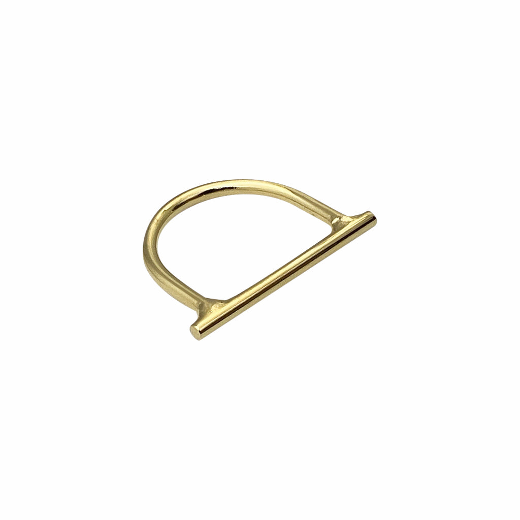 Minimal Bar Bombshell Ring handcrafted from recycled materials with gold plating, showcasing its elegant design.