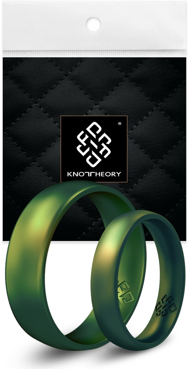 Northern Lights Green Breathable Silicone Ring showcasing its sleek bevel design and comfortable fit, suitable for both men and women.