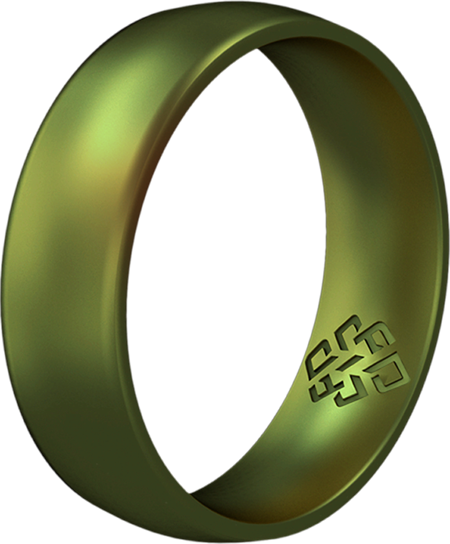 Northern Lights Green Breathable Silicone Ring showcasing its sleek bevel design and comfortable fit, suitable for both men and women.