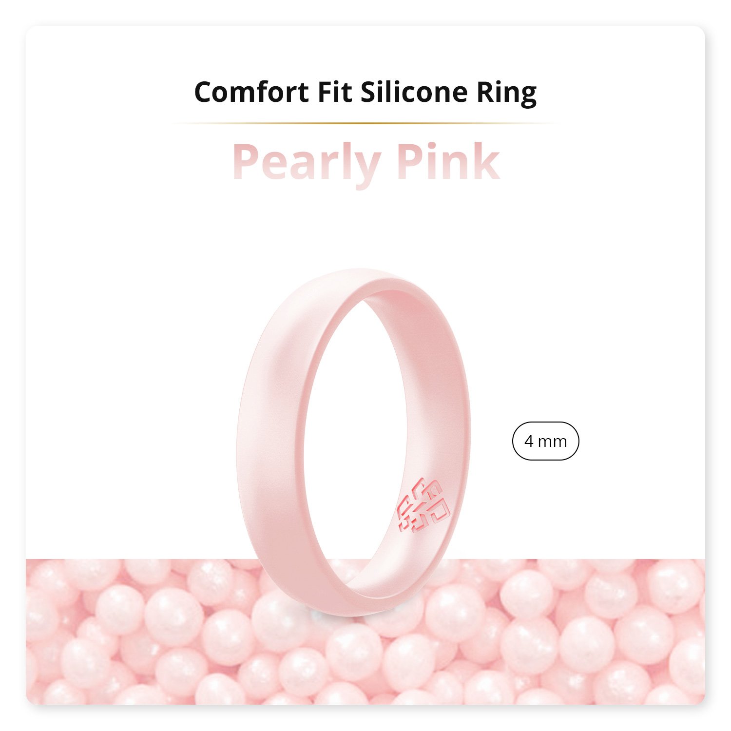 Pearly Pink Breathable Silicone Ring for Women, showcasing its sleek bevel design and soft texture.