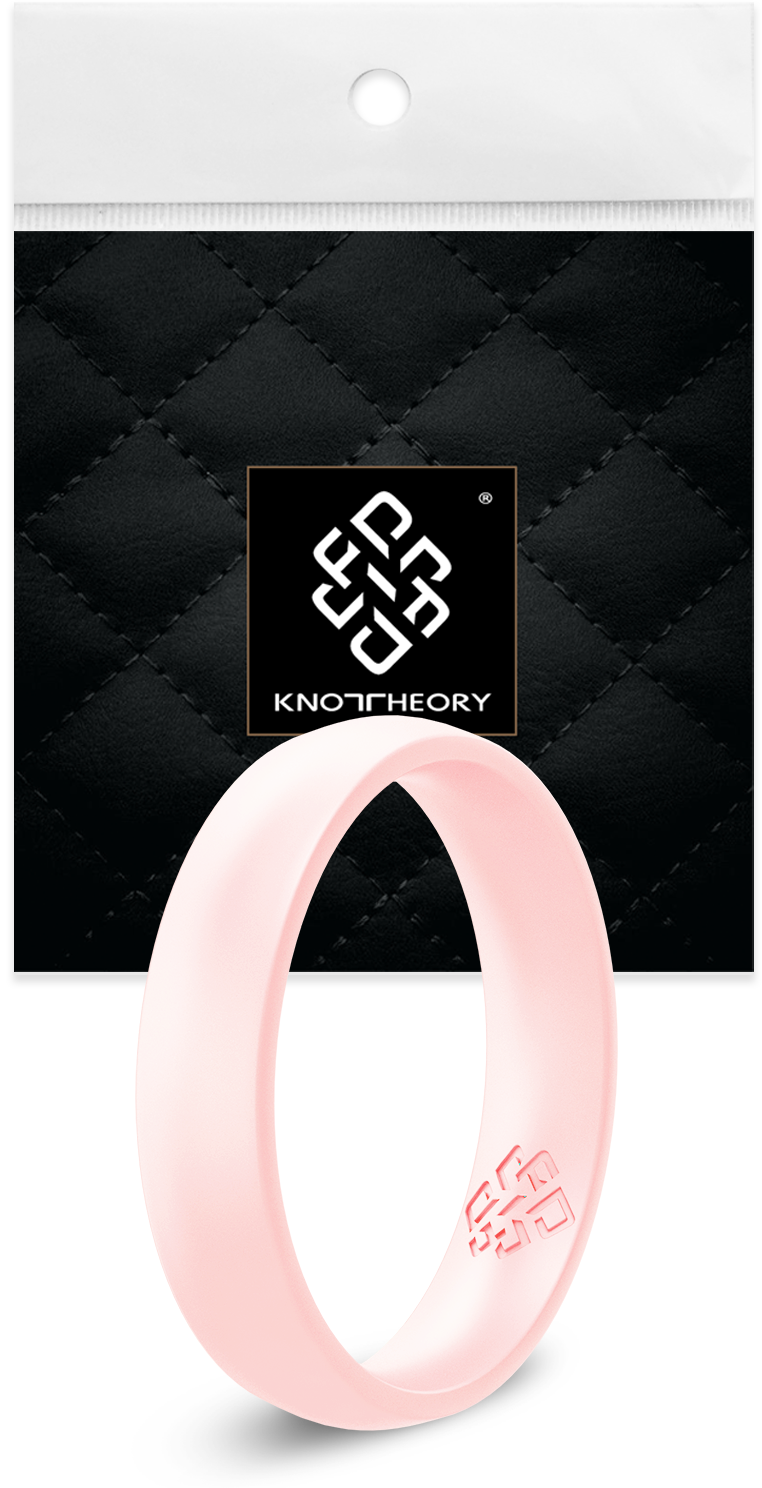 Pearly Pink Breathable Silicone Ring for Women, showcasing its sleek bevel design and soft texture.