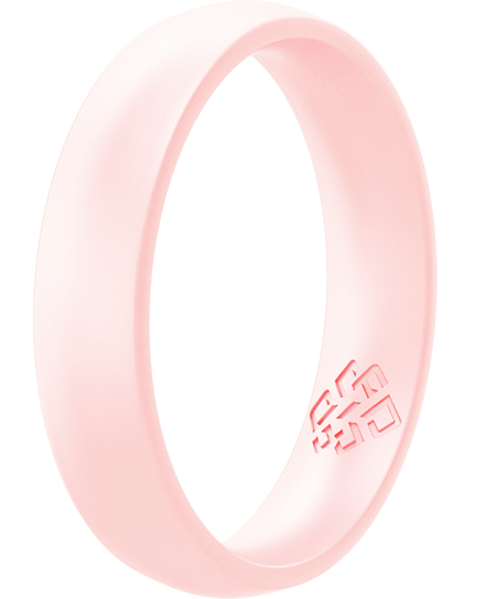 Pearly Pink Breathable Silicone Ring for Women, showcasing its sleek bevel design and soft texture.