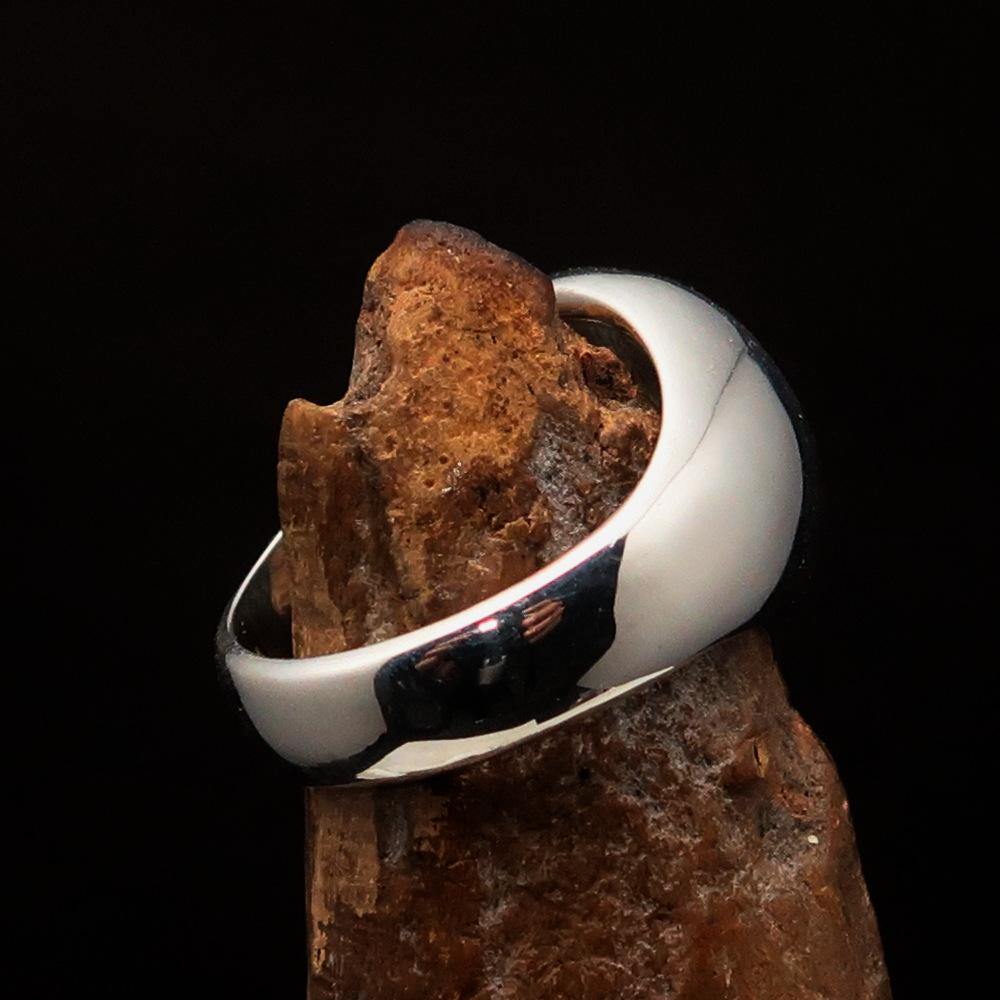 Men's Two-Tone Matte Zodiac Cancer Ring made of solid sterling silver with black enamel detailing.