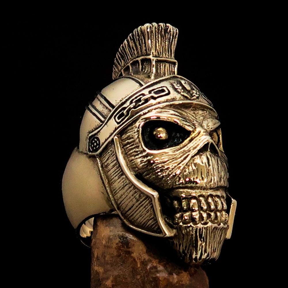 Men's Costume Ring featuring a detailed Roman Zombie Warrior design, crafted from solid brass with an antiqued finish.