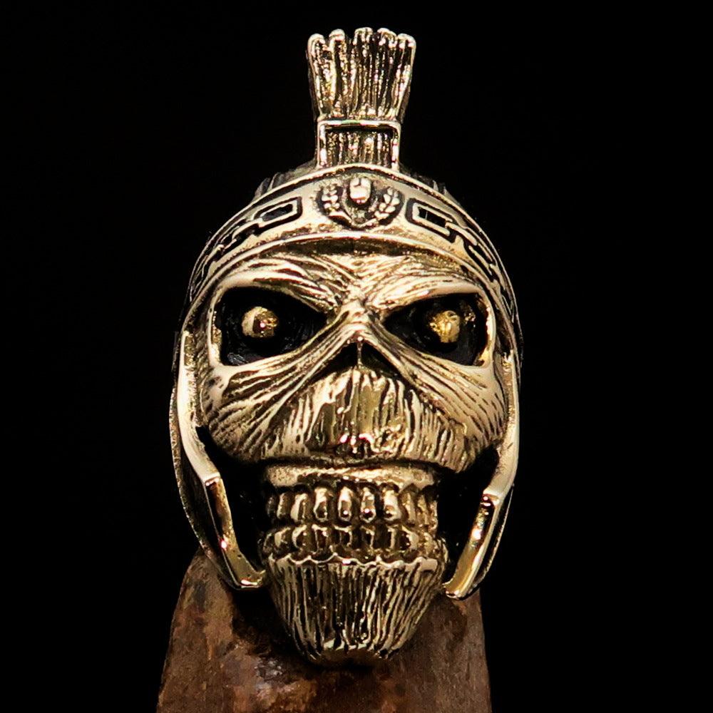 Men's Costume Ring featuring a detailed Roman Zombie Warrior design, crafted from solid brass with an antiqued finish.