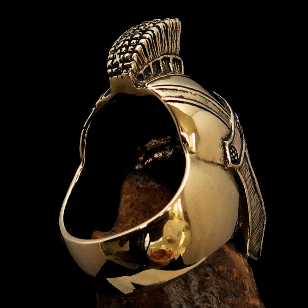 Men's Costume Ring featuring a detailed Roman Zombie Warrior design, crafted from solid brass with an antiqued finish.