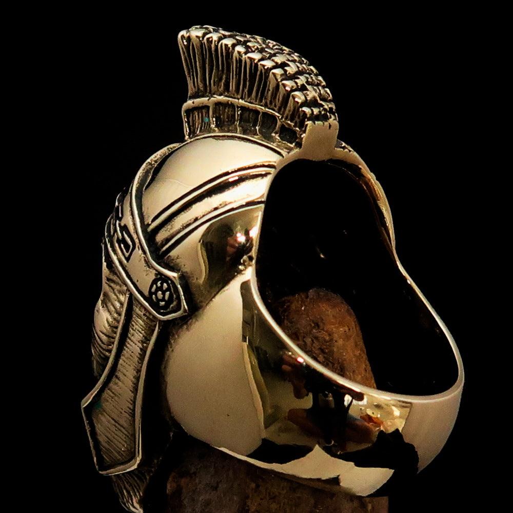 Men's Costume Ring featuring a detailed Roman Zombie Warrior design, crafted from solid brass with an antiqued finish.