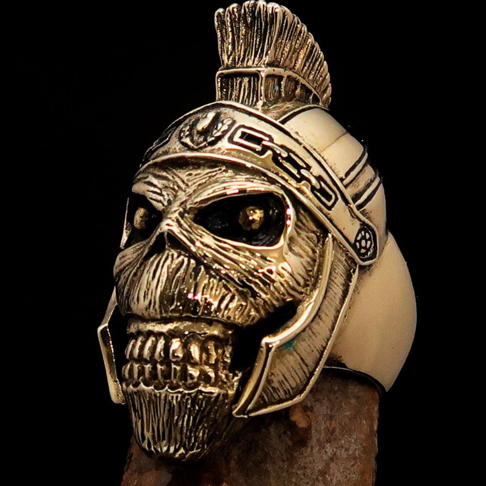 Men's Costume Ring featuring a detailed Roman Zombie Warrior design, crafted from solid brass with an antiqued finish.