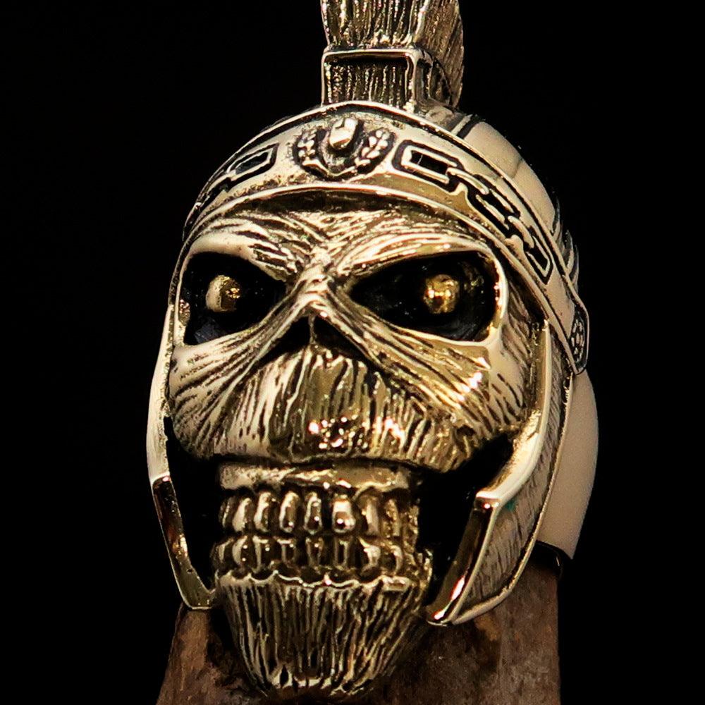 Men's Costume Ring featuring a detailed Roman Zombie Warrior design, crafted from solid brass with an antiqued finish.