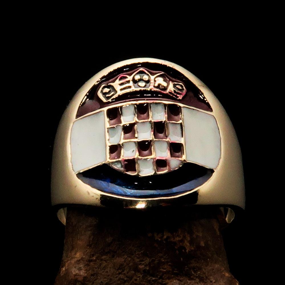 Men's National Flag Ring Croatia made of solid brass with high polish and enamel detailing, showcasing the Croatian flag.