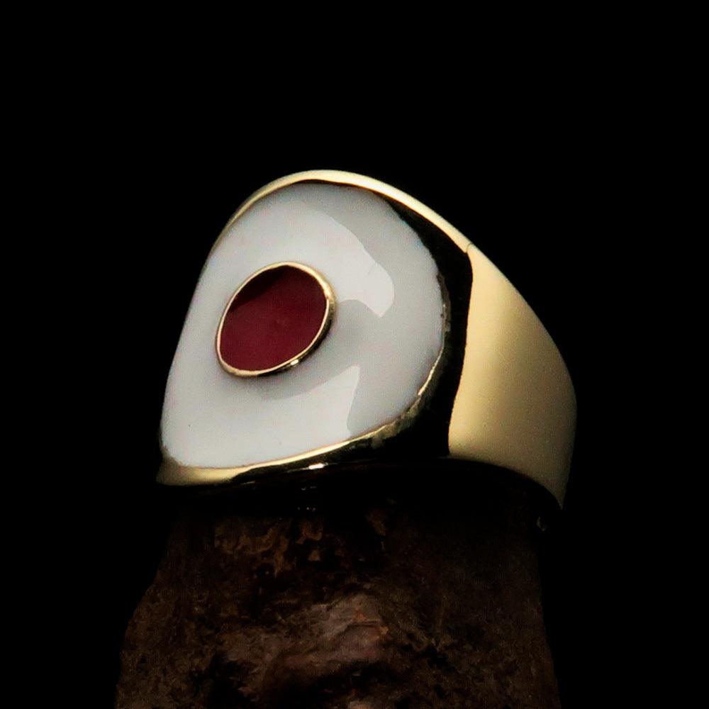 Men's National Flag Ring Japan made of solid brass with high polish finish and vibrant enamel detailing.