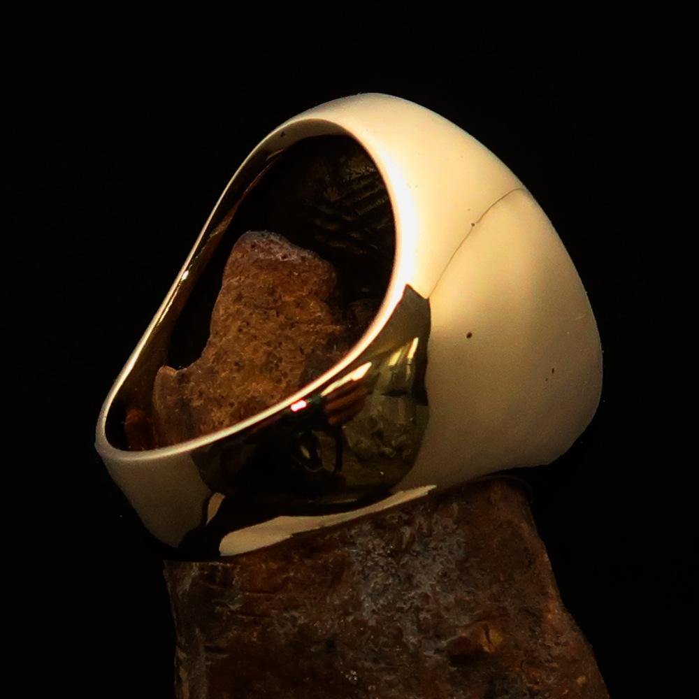 Men's Sailor Ring featuring a big anchor design in solid brass with a polished black enamel finish.