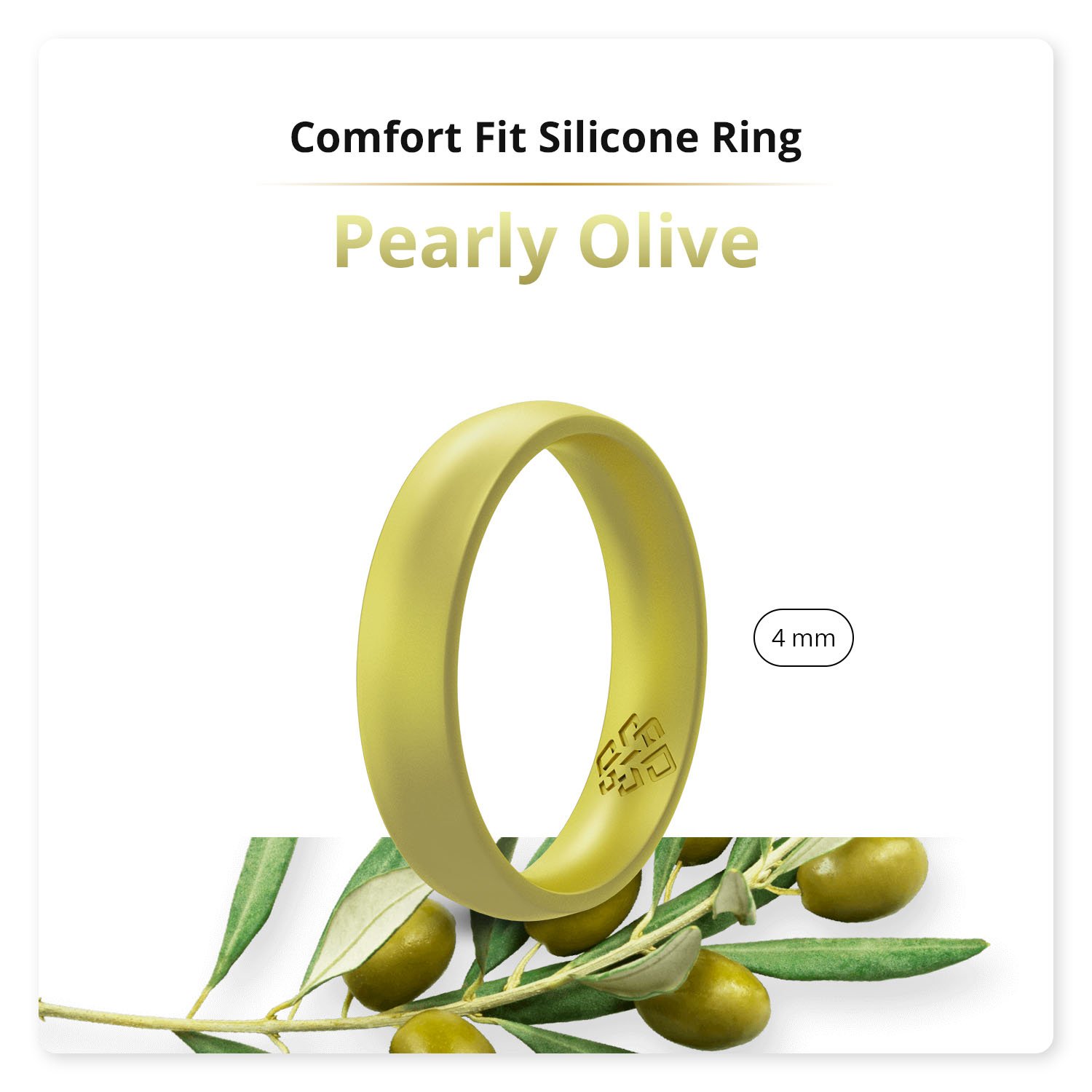 Peridot Green Breathable Silicone Ring for Women, showcasing its sleek bevel design and smooth surface.