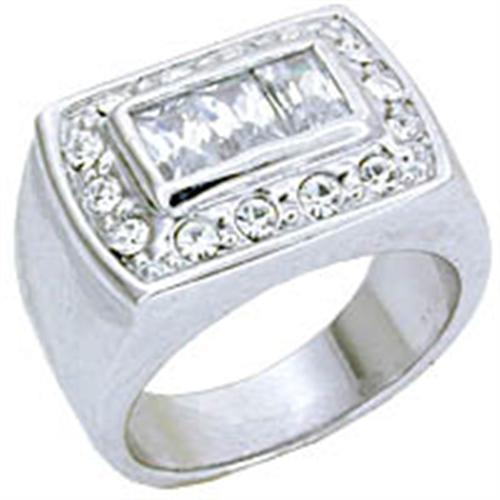 S11931 Rhodium 925 Sterling Silver Ring featuring AAA grade clear CZ stones, showcasing its elegant design and shine.