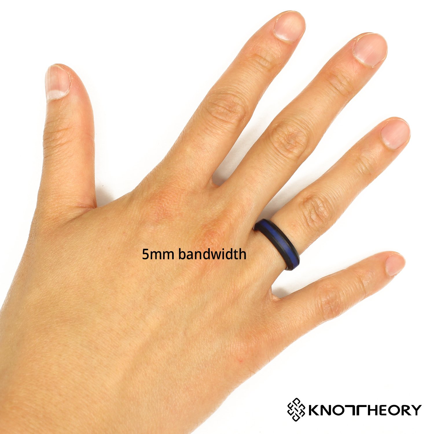 Thin Blue Line Striped Silicone Ring showcasing a sleek design with a blue stripe, ideal for law enforcement supporters.