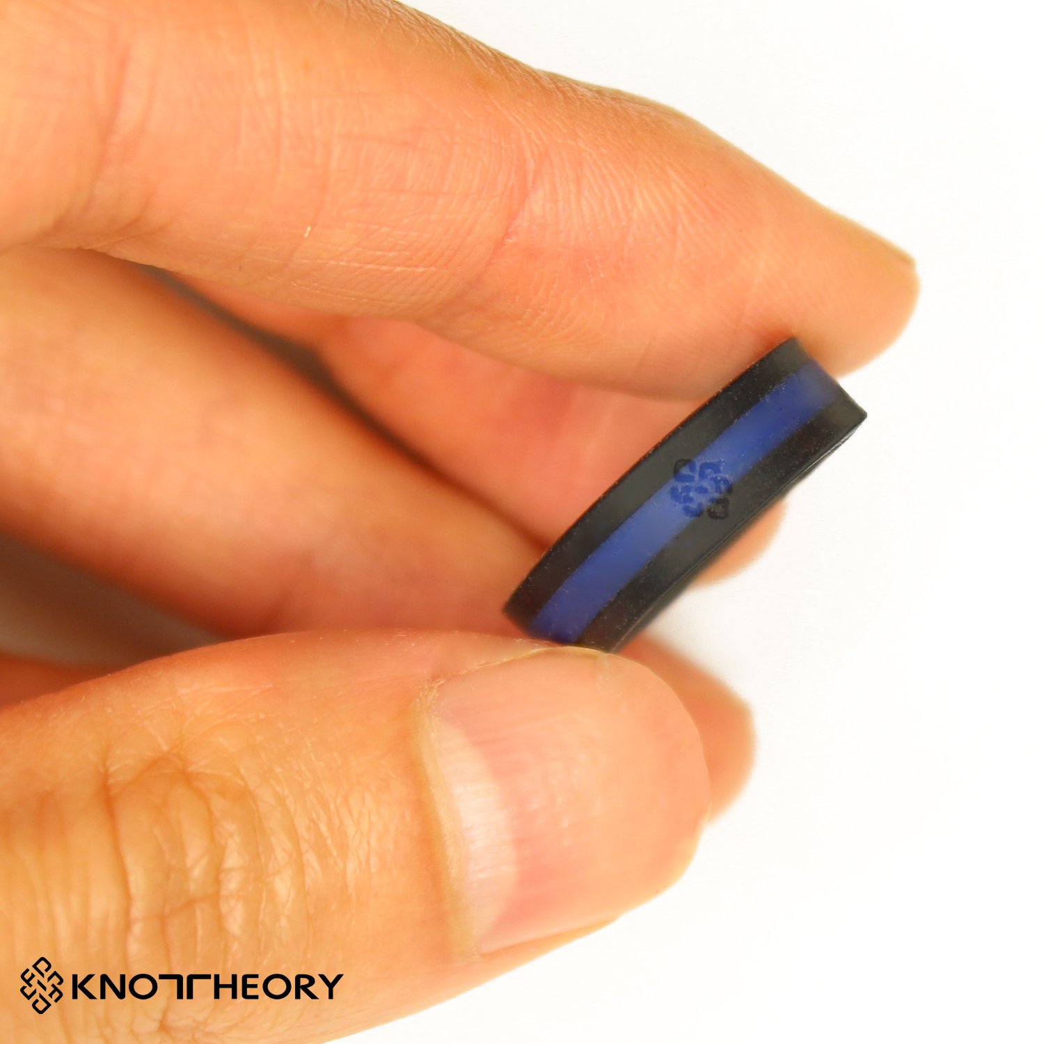 Thin Blue Line Striped Silicone Ring showcasing a sleek design with a blue stripe, ideal for law enforcement supporters.