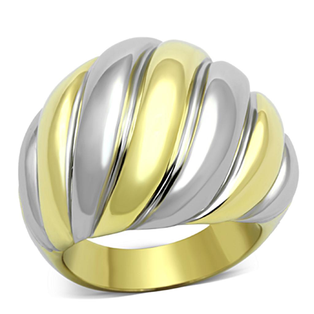 TK1219 Two-Tone IP Gold Stainless Steel Ring, showcasing its elegant design and luxurious finish.