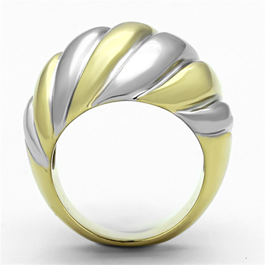 TK1219 Two-Tone IP Gold Stainless Steel Ring, showcasing its elegant design and luxurious finish.