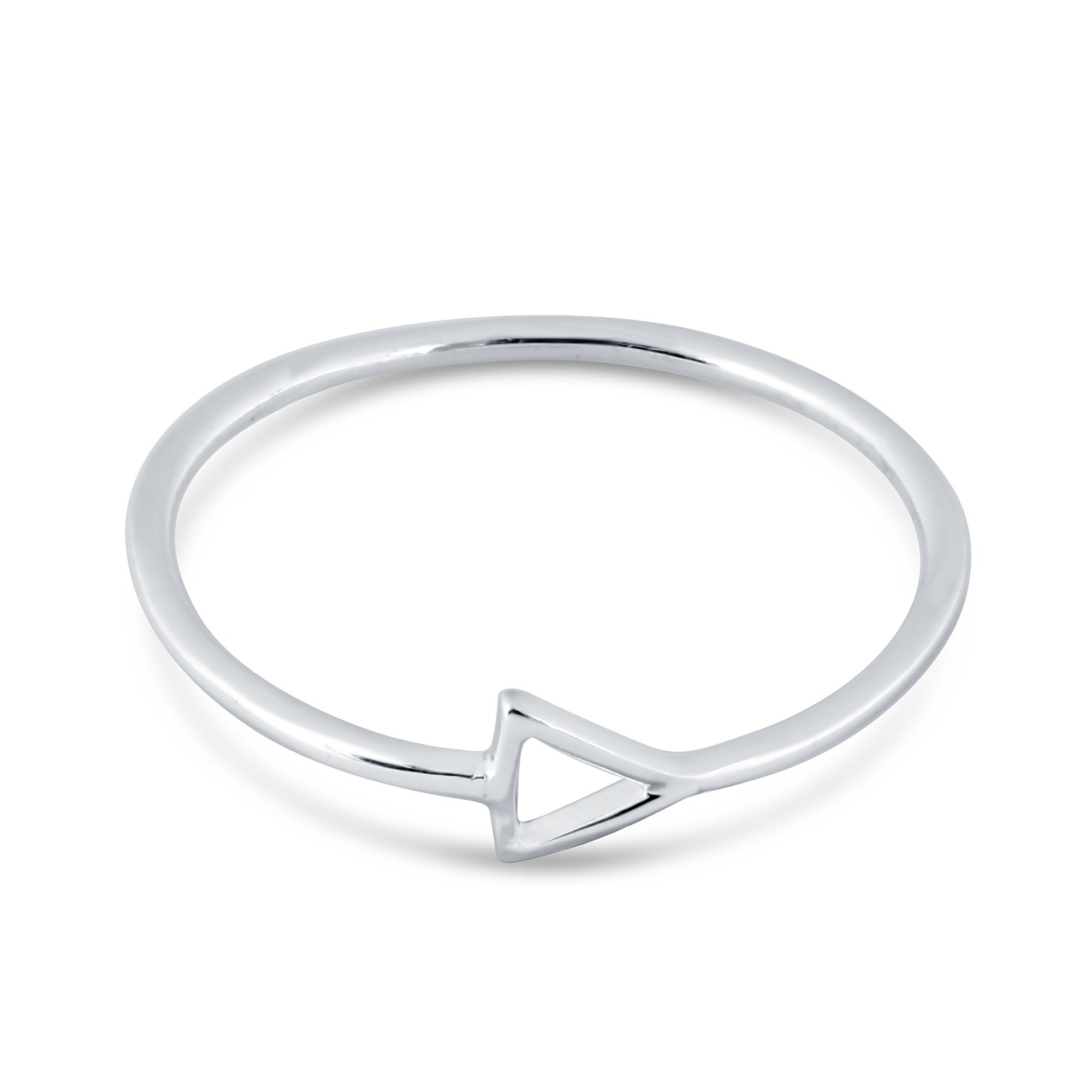 A delicate triangle ring made of 925 Sterling Silver with a 1mm band, showcasing its minimalist design.