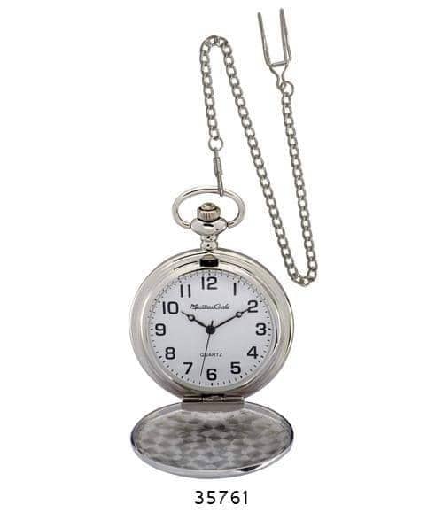 Milano 3576 Pocket Watch in gold and silver finishes with a stylish chain, showcasing an elegant design and easy-to-read dial.