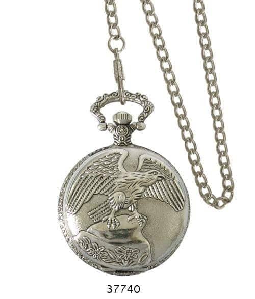 Milano 3774 Engraved Pocket Watch with intricate designs and a metal alloy chain, showcasing elegance and durability.