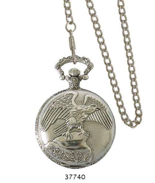 Milano 3774 Engraved Pocket Watch with intricate designs and a metal alloy chain, showcasing elegance and durability.